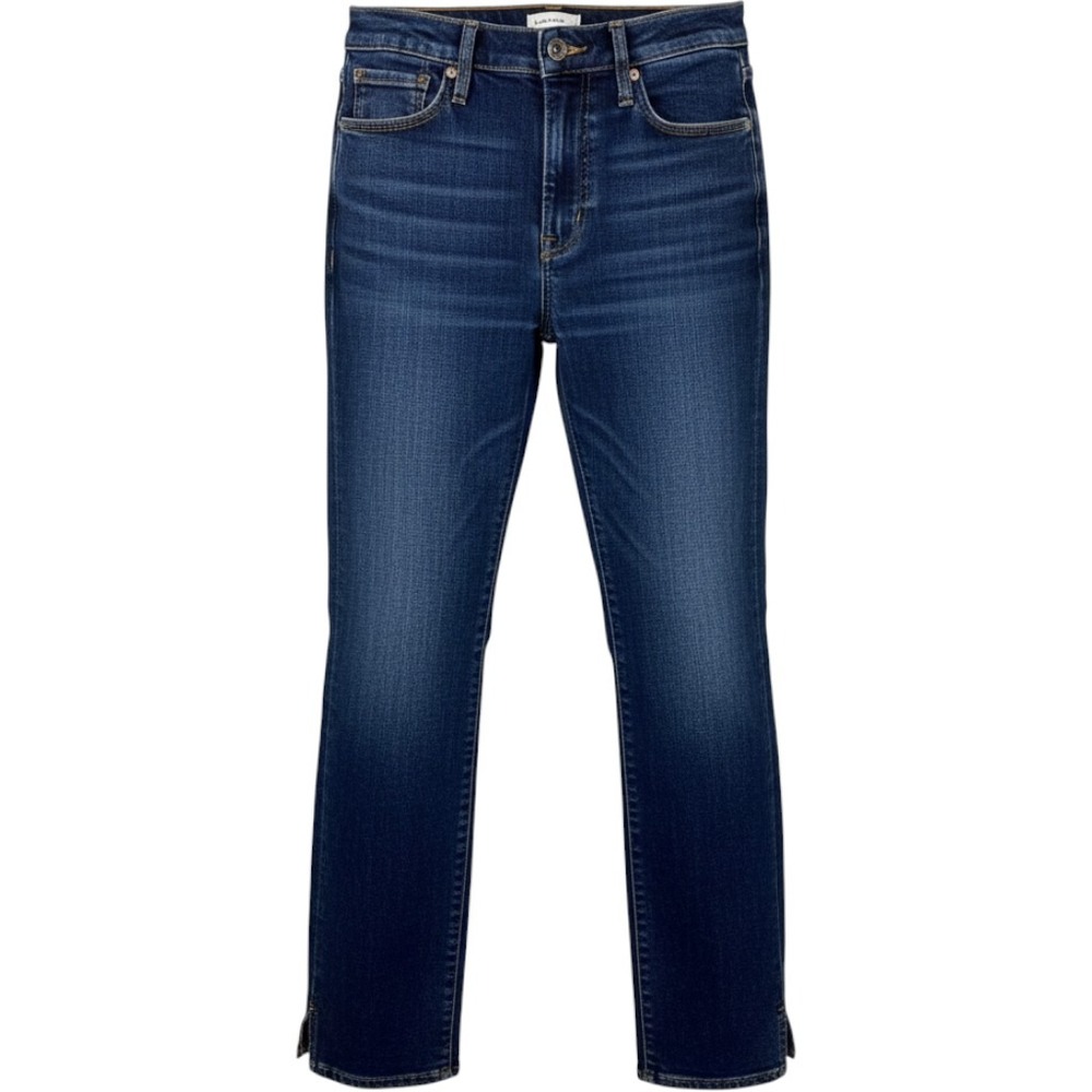 Frame Denim Le High Straight Jeans Helms Dark Wash Side Slit Size 28 LHSTTS394